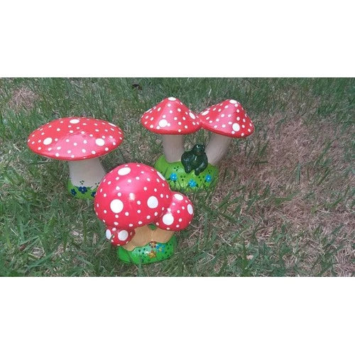 Enfeite de Jardim - Kit com 3 Cogumelos em Cerâmica
