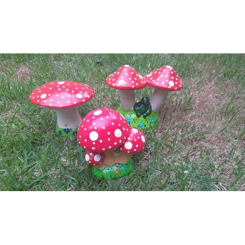 Enfeite de Jardim - Kit com 3 Cogumelos em Cerâmica