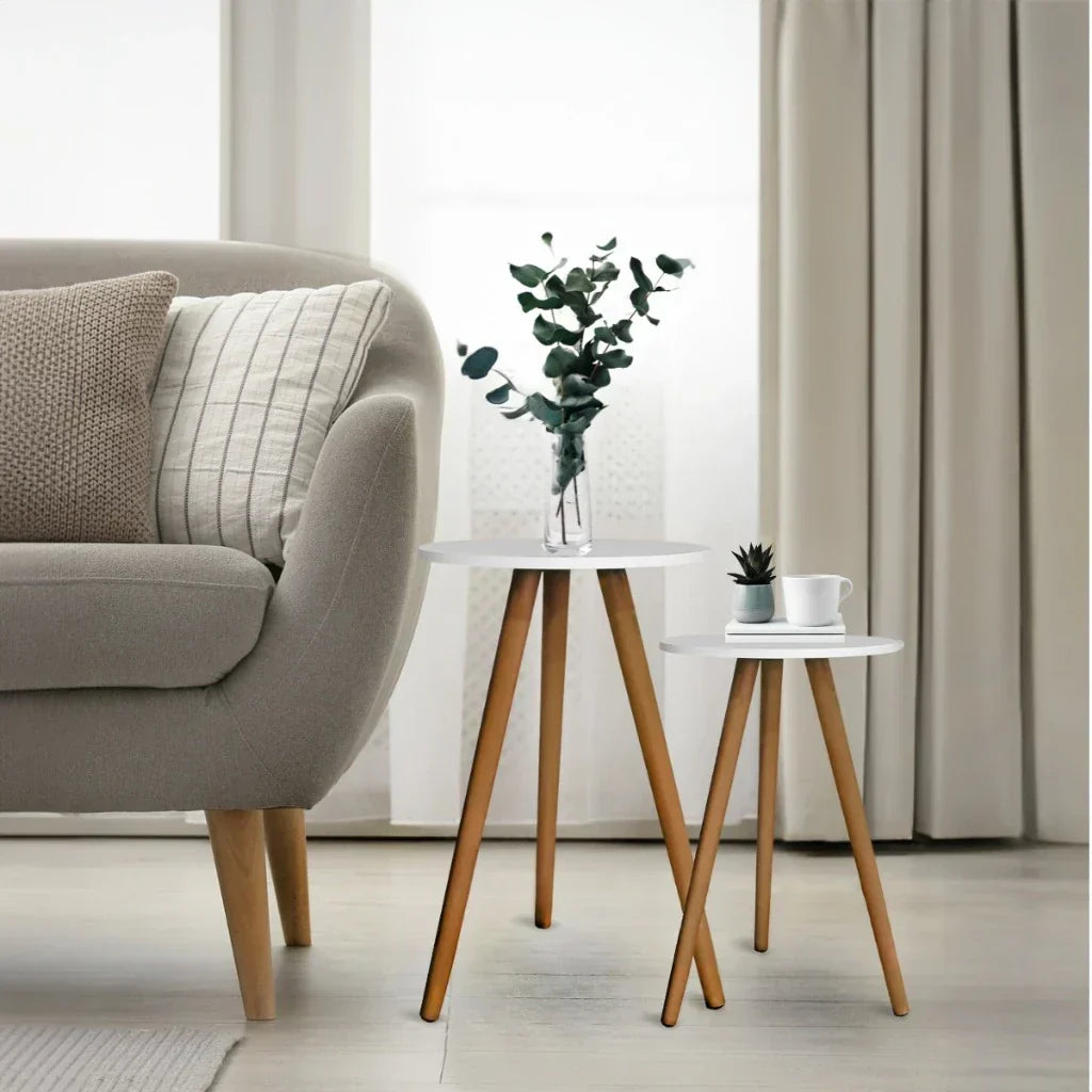 Kit com 2 Mesas Laterais Redondas - Canto de Sofá